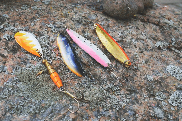 4 colorful fishing lures