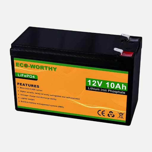 ECO-WORTHY 12V 10Ah Lithium Iron Phosphate Battery