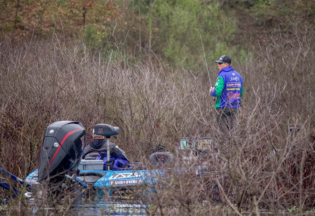 Alton Jones often travels deep into cover in pursuit of spawning bass. (Photo by Jesse Schultz/Major League Fishing)