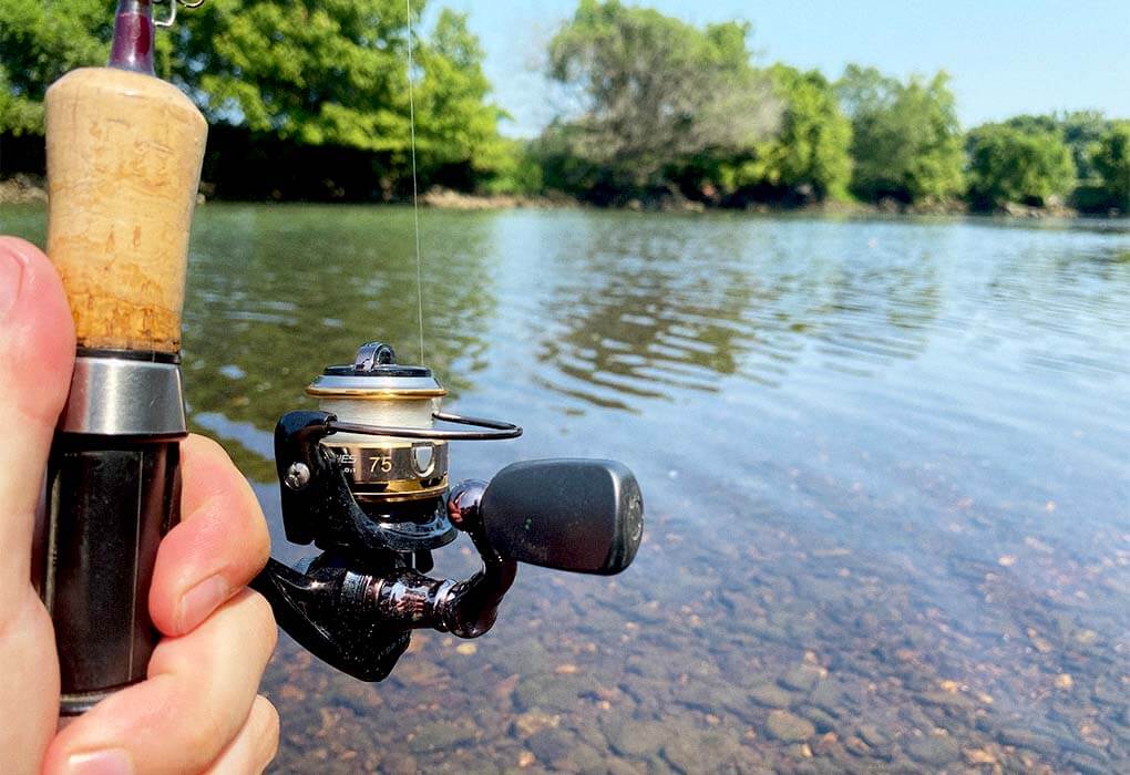 fishing rod and reel made with a cork handle