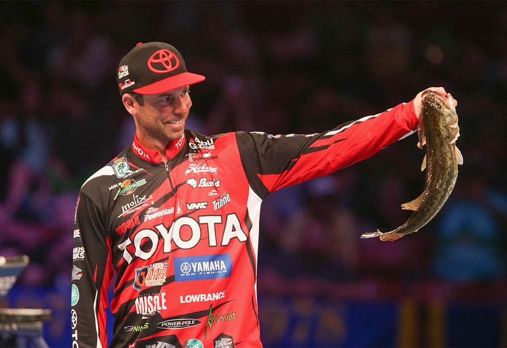 Mike Iaconelli at BASS nation with a bass fish