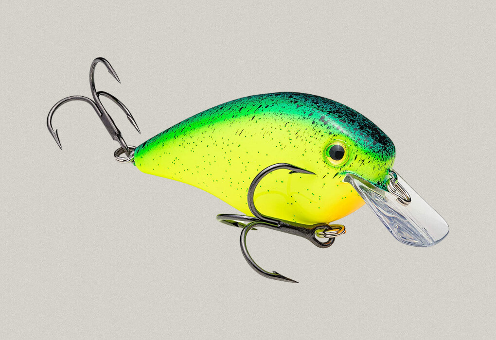 Chartreuse colored crankbait for bass fishing