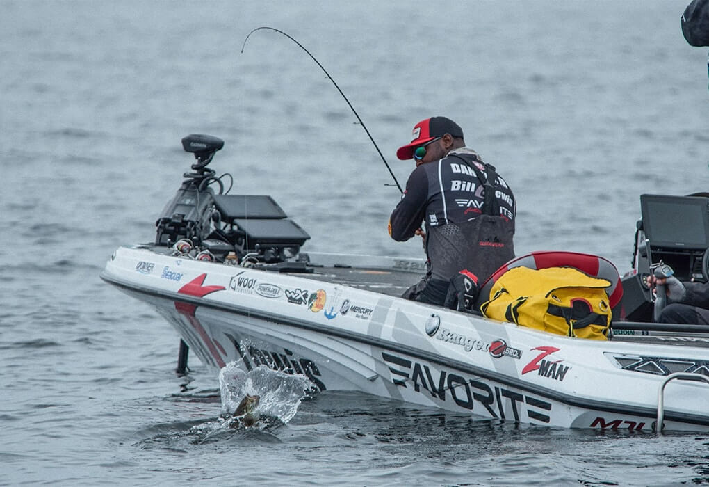 Mark Daniels Jr. often uses spinning gear to catch open-water bass (Photo by Garrick Dixon/Major League Fishing)