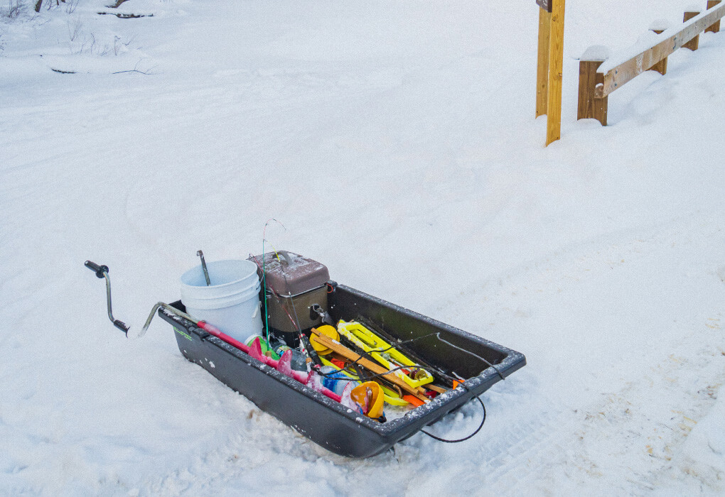 ice fishing gear, ice fishing sled
