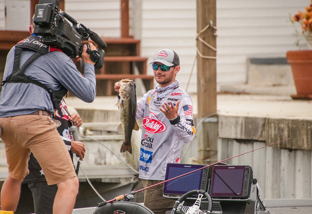 Jordan Lee is often in a photographer’s focus when he competes in major bass tournaments (photo by Garrick Dixon/Major League Fishing)