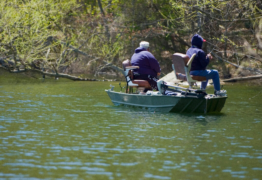 boat fishing on a lake
