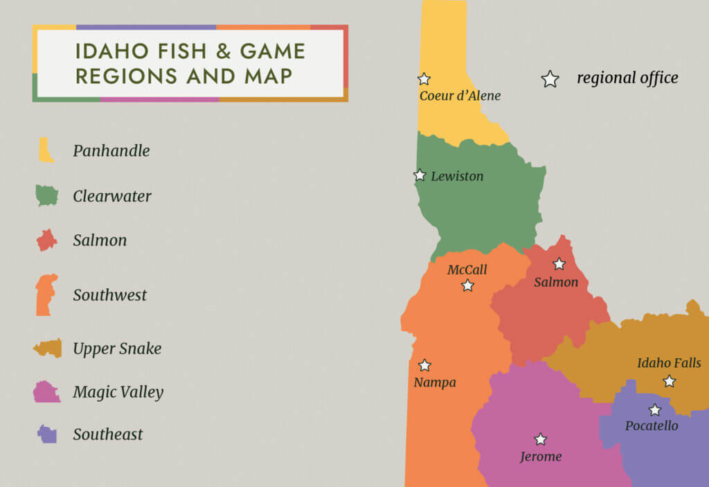 Idaho fish and game regions and map