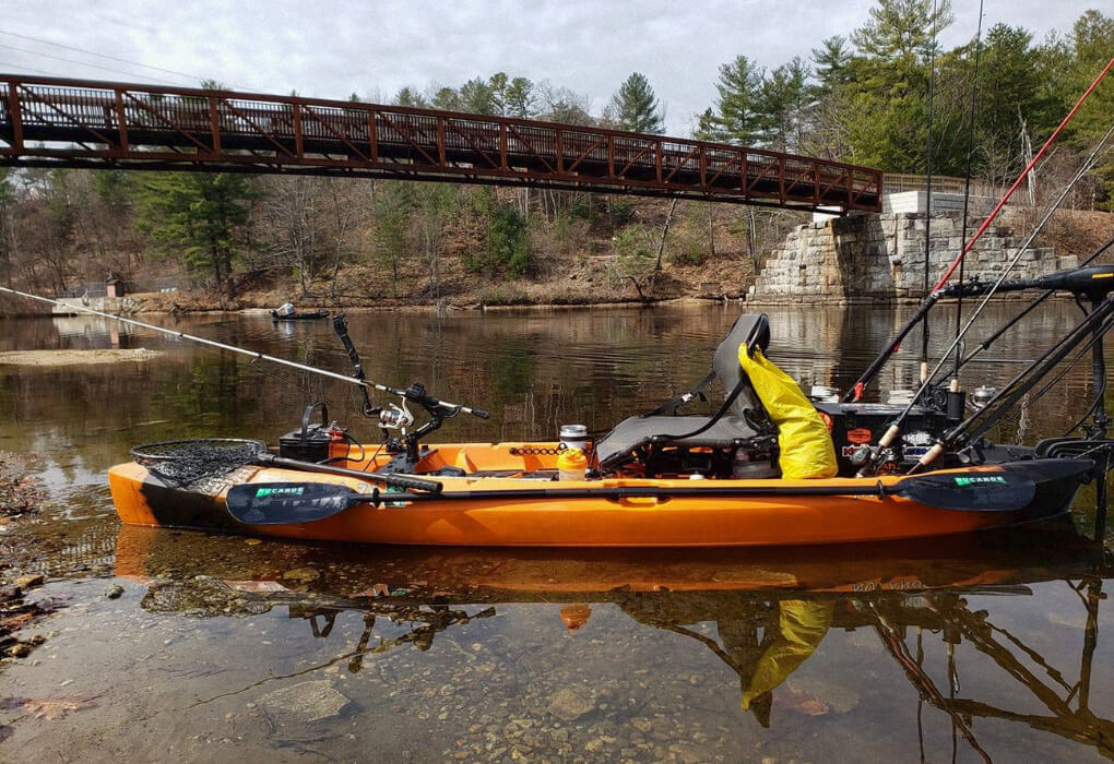 Bass fishing kayak on a river