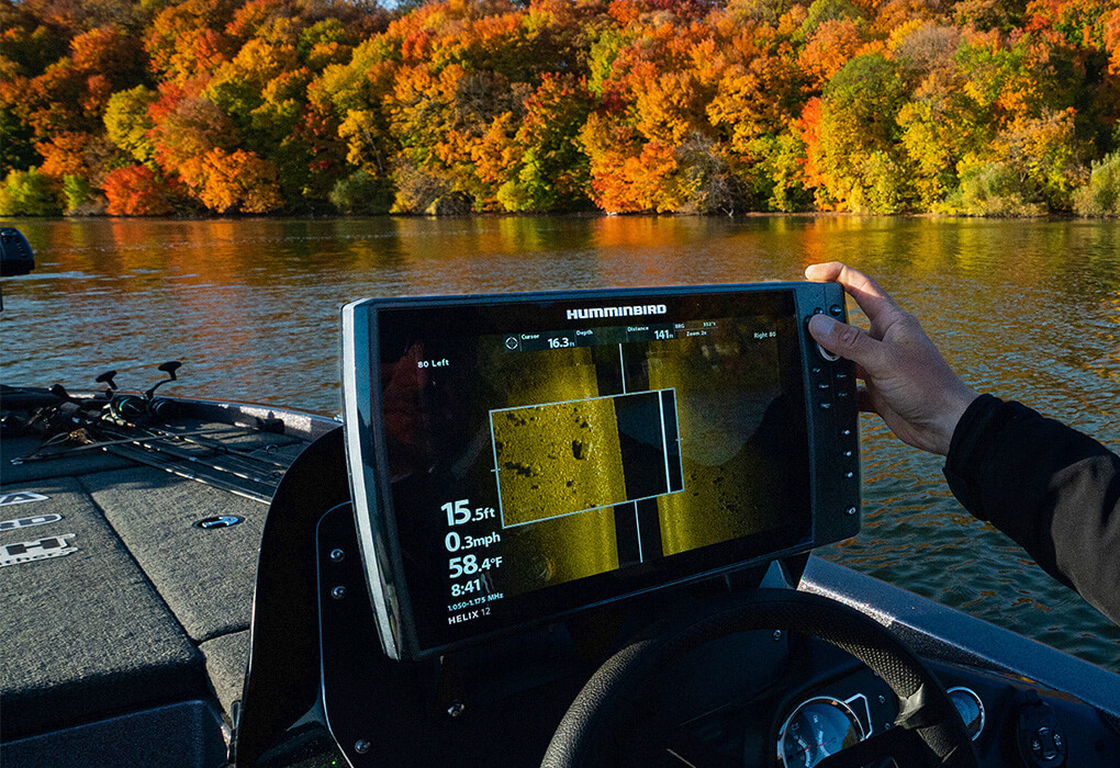 Humminbird Helix Series fish finder out on water