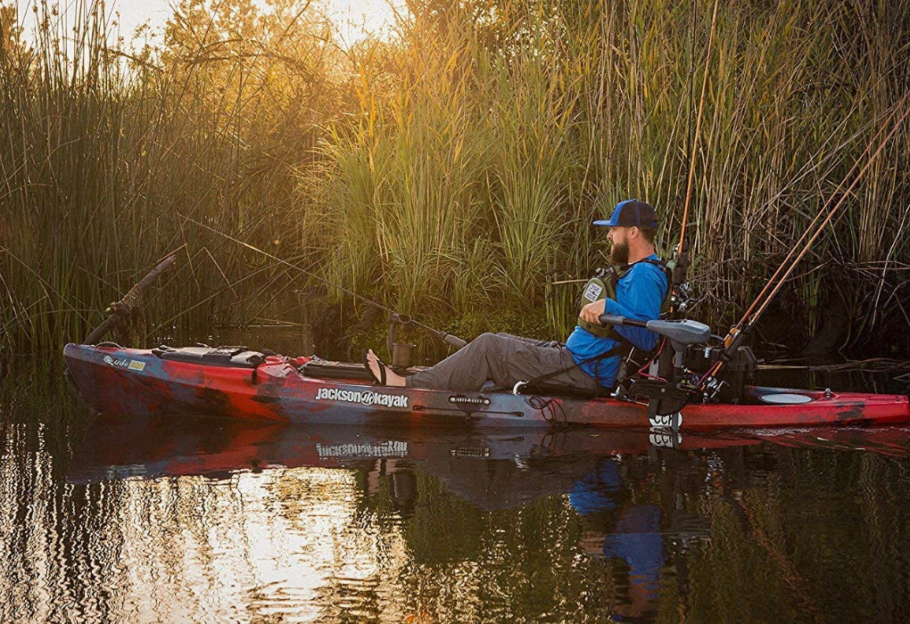 kayak trolling motor out on water