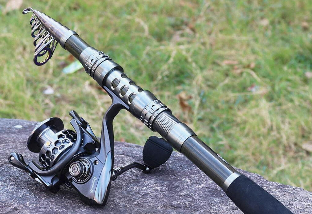 travel fishing rod with a spinning reel