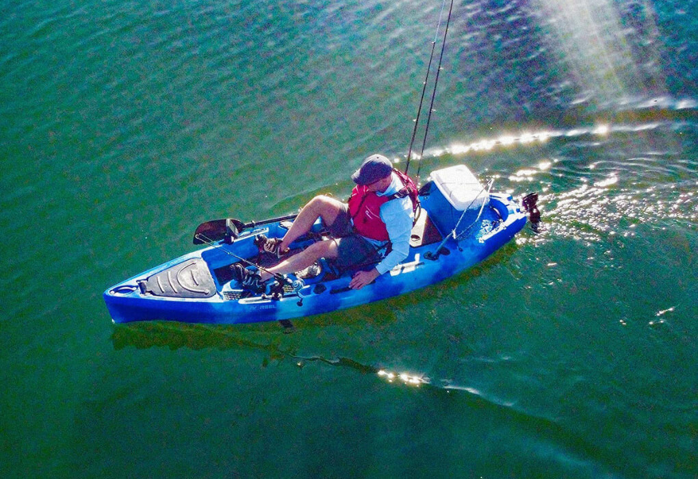 paddling in a fishing kayak
