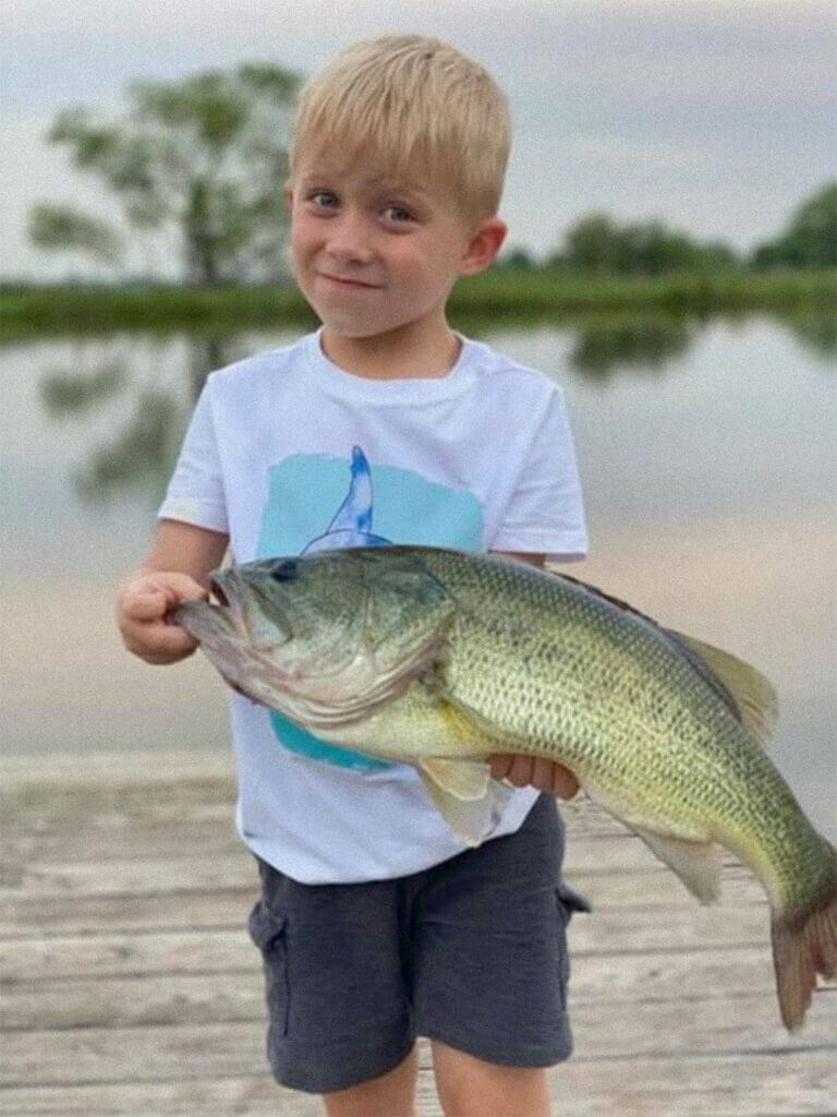Hendrix Gleason, 4, posed with his trophy catch