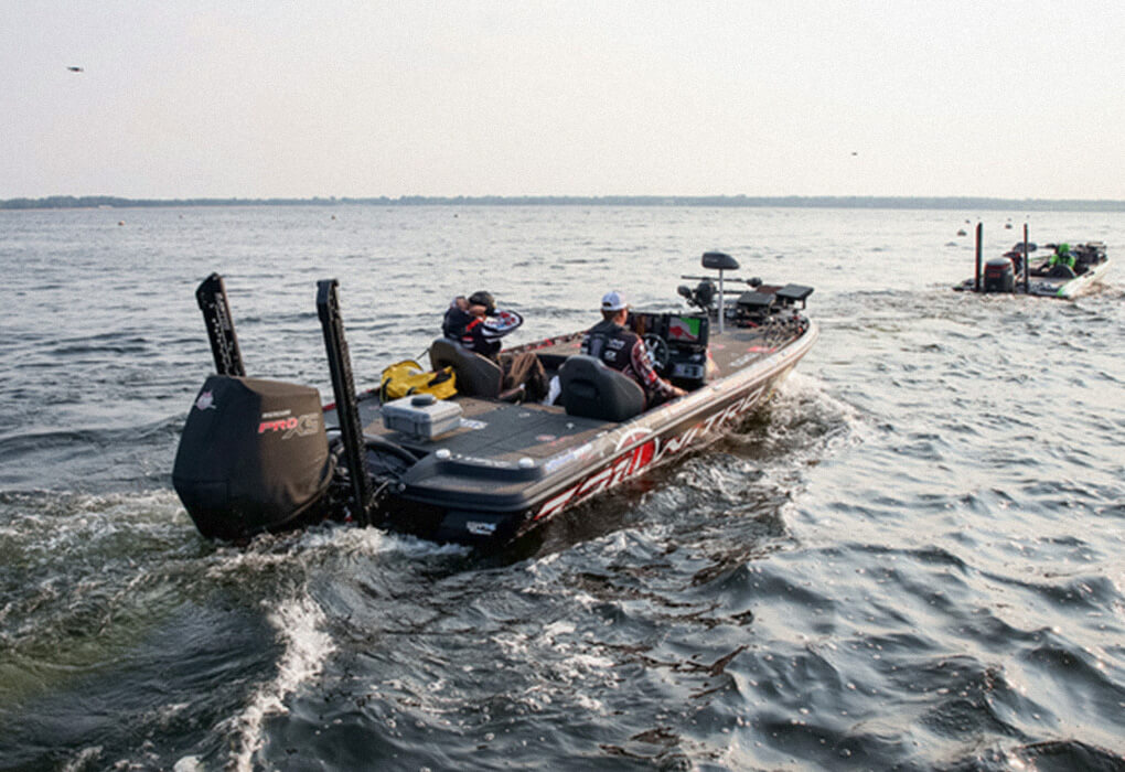 Kevin VanDam motors out for another day of fishing on the Major League Fishing Bass Pro Tour. (Photo by Joel Shangle/Major League Fishing)