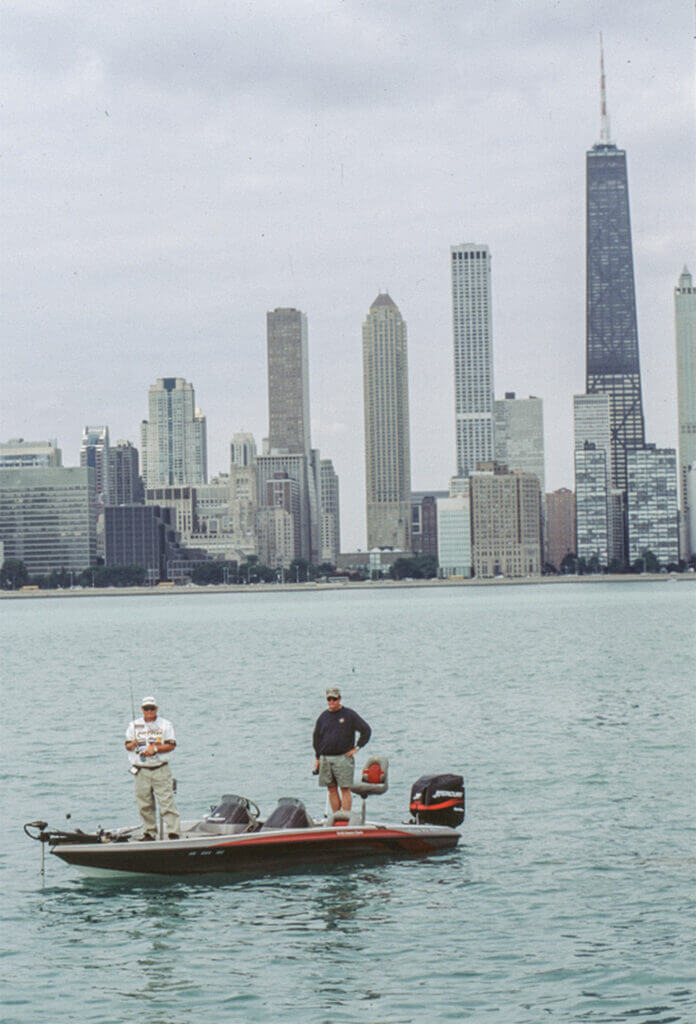 Bass fishing in downtown Chicago? Yup, it happened in 2000 during the Bassmaster Classic. (Photo by B.A.S.S.)