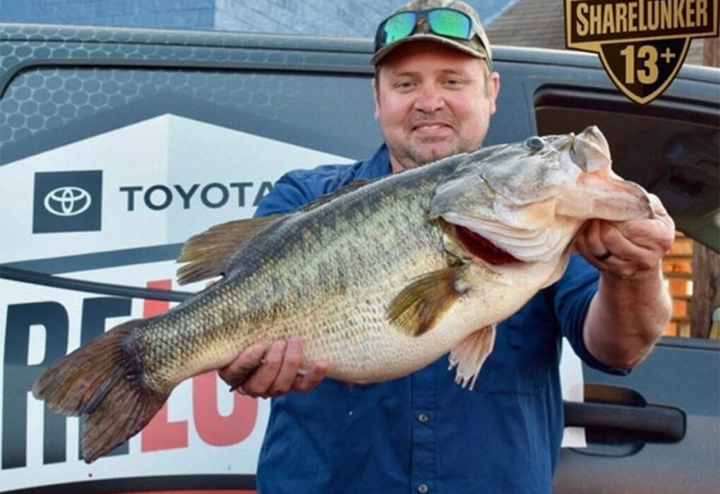 James Crawford caught this 15.44-pound bass in March on Lake Tyler in Texas