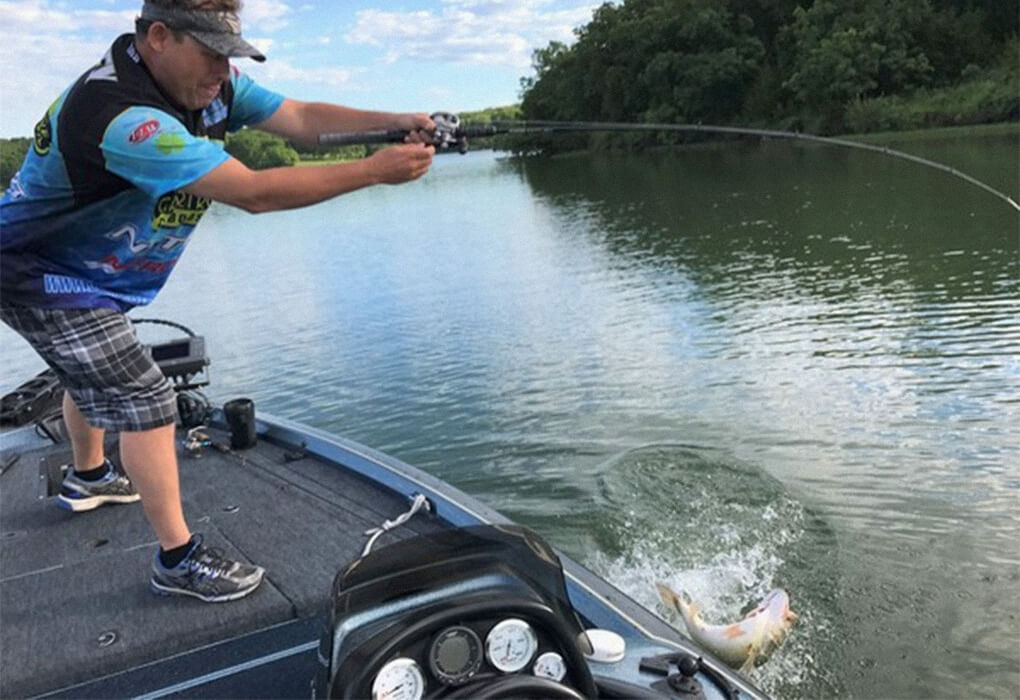 Fishing from an aluminum bass boat on a small lake can be a great way to catch big bass. (photo by Brent Frazee)