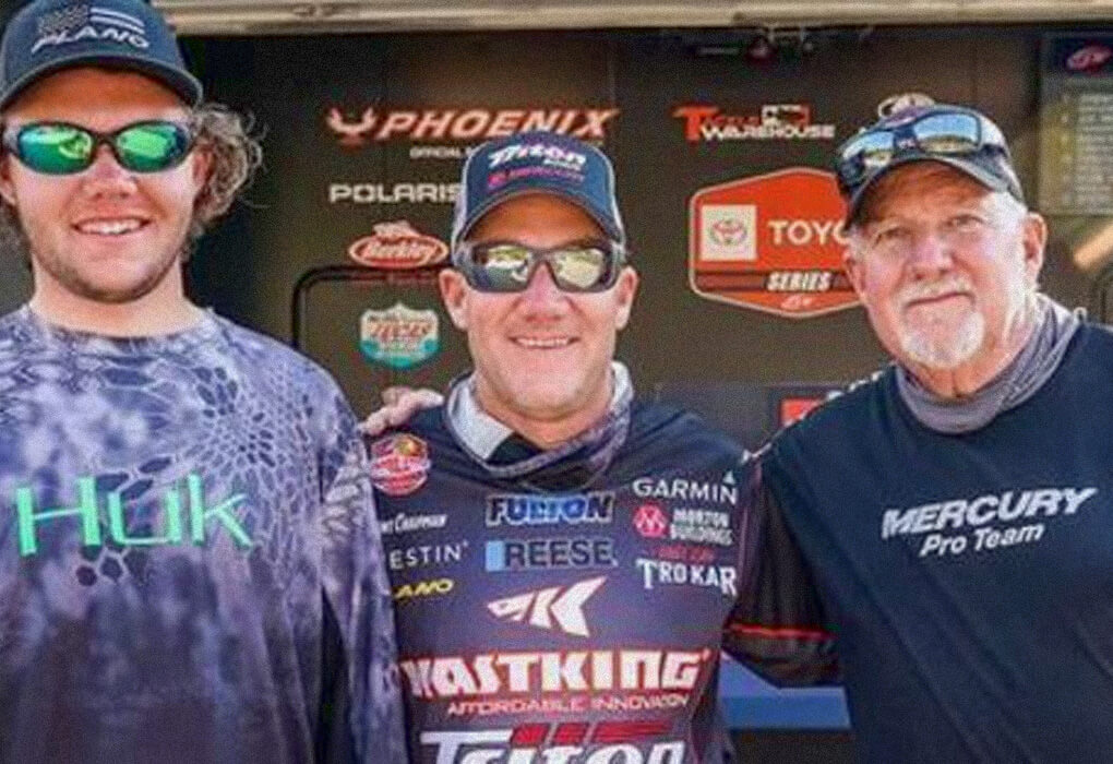 Three generations of Chapmans are involved in competitive bass fishing--Brent (center), his dad Ron (right) and his son Mason. (Phot courtesy of Brent Chapman)