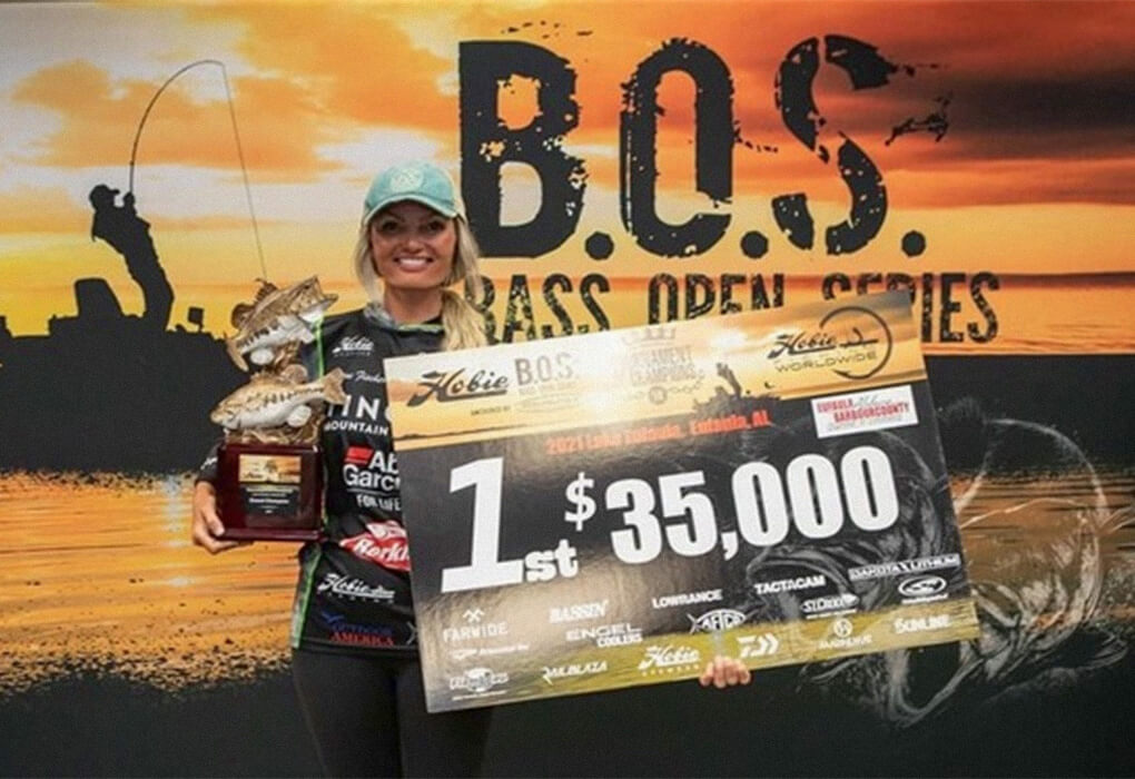 Fischer celebrated her championship in the Hobie Bass Open Series Tournament of Champions. (Photo courtesy of Kristine Fischer)