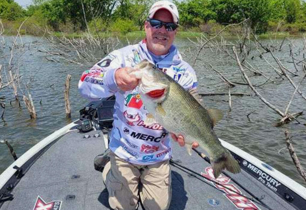 Chad Morgenthaler of Reeds Spring, Mo., knows Lake Fork contains some huge bass. He caught this 7-pound, 13-ounce fish in a Bassmaster Elite tournament this spring. (Photo by B.A.S.S.)