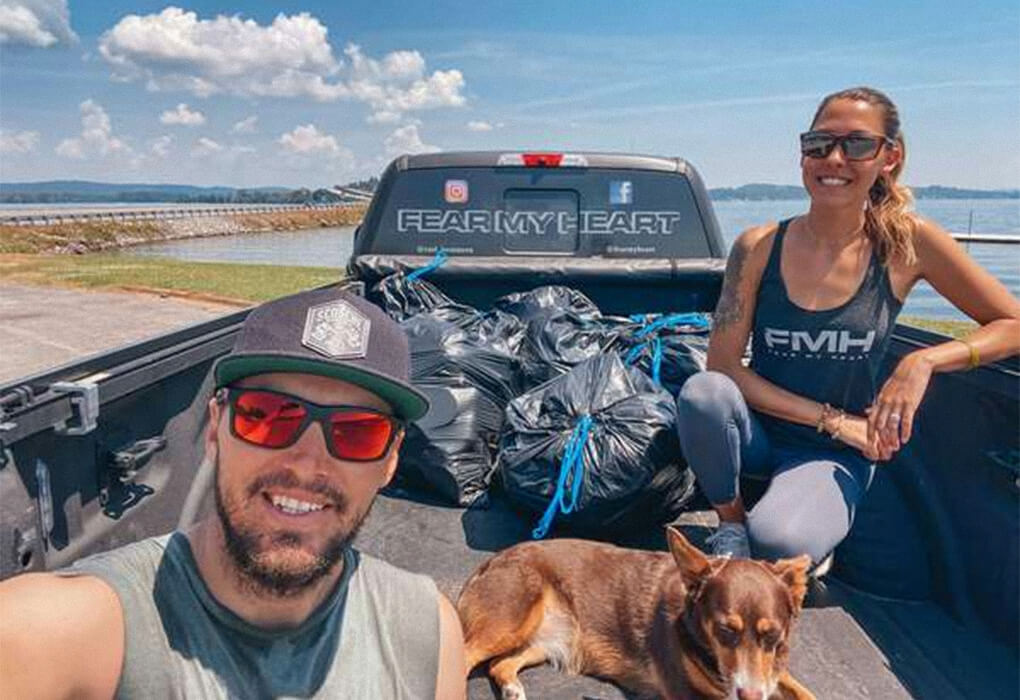 Bassmaster pro Carl Jocumsen and his wife Kayla are on a quest to pick up litter at lakes where he competes in Elite Series tournaments