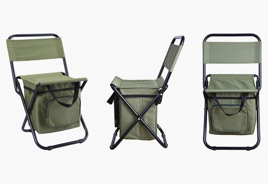 LEADALLWAY Foldable Camping Chair with Cooler Bag 