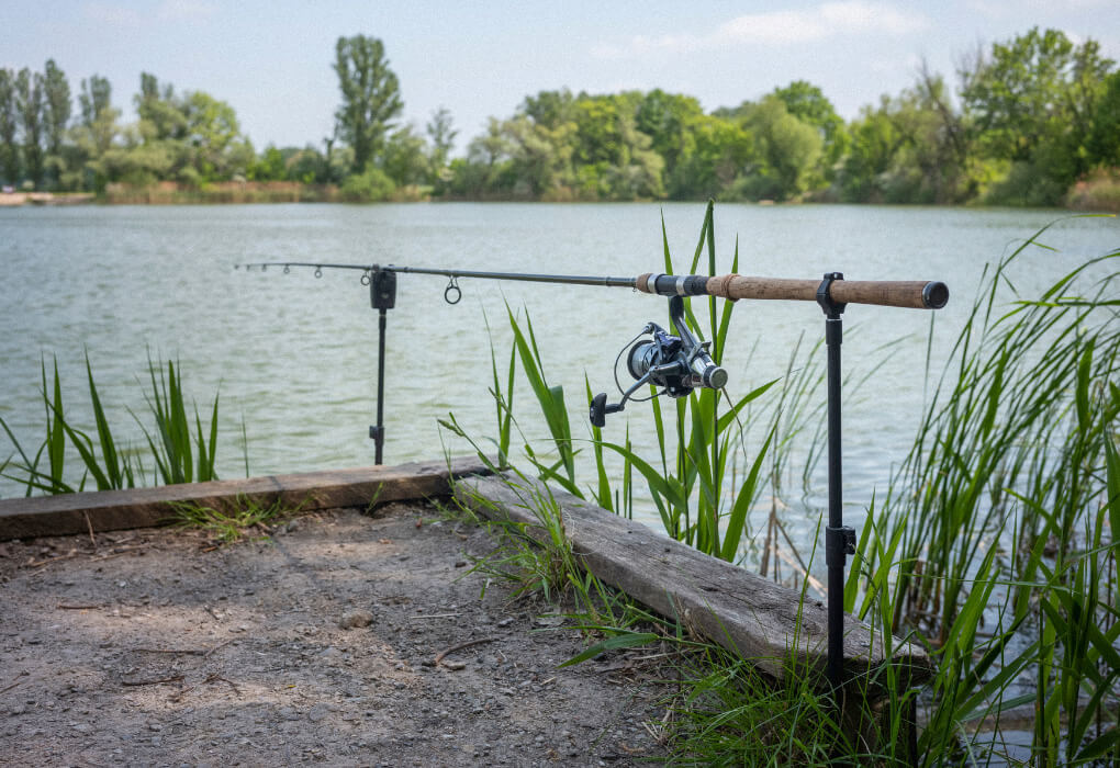 fishing rod mounted on shore