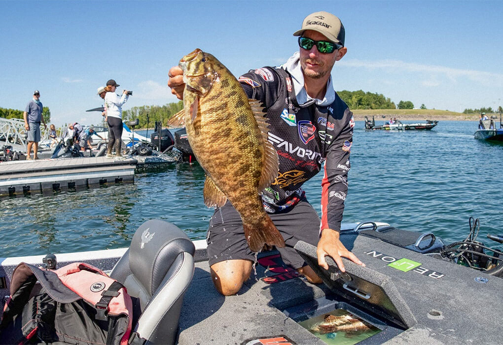 Matt Becker catches big smallmouth bass by reading how the fish react to changing conditions (photo by Jody White/Major League Fishing)